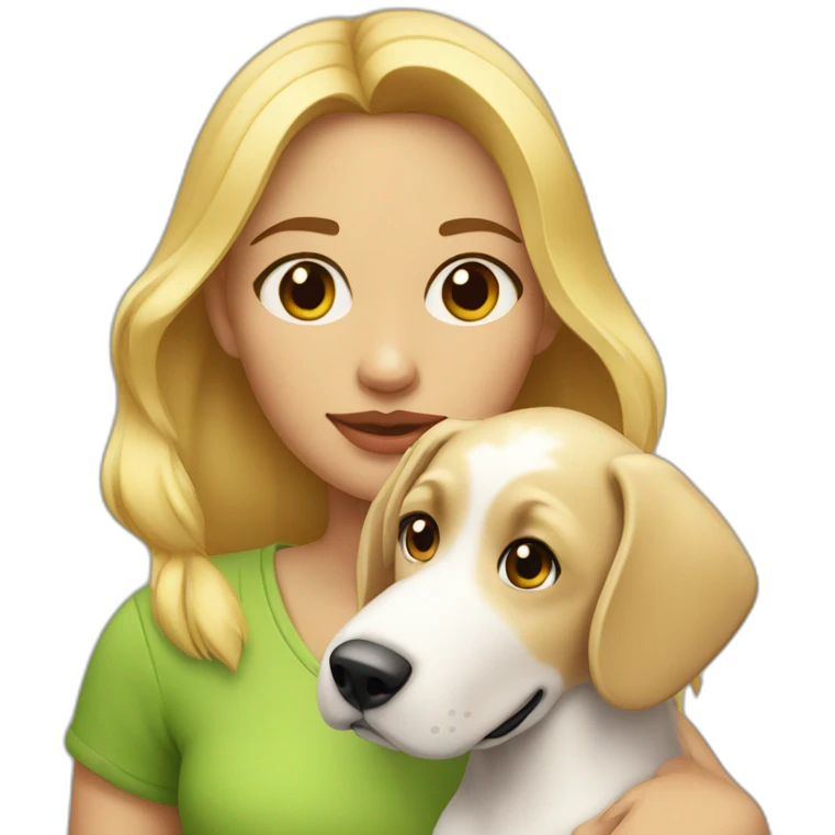 Chica rubia con perrito blanco emoji