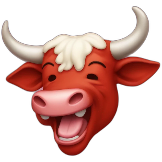 bull red in color is laughing tears coming out of eyes emoji