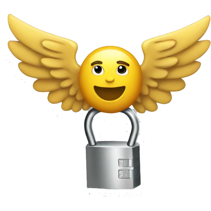 a lock, the lock has wings, the lock also has big muscular arms emoji