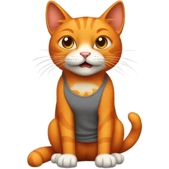 evil orange cat with Gray T-Shirt and Brown Shoes emoji