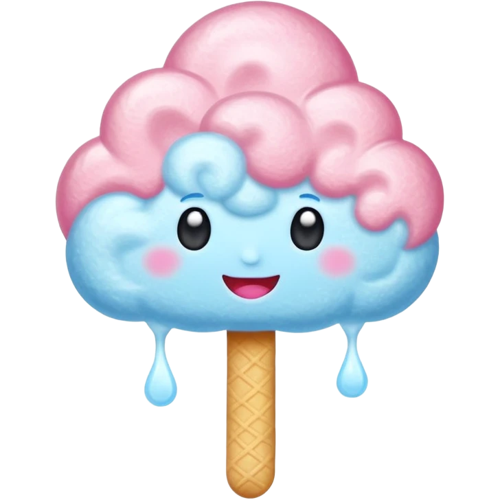 3D render of Cotton Candy Cloudh, made entirely of dessert materials, glistening sugar crystal texture, fluffy spun sugar texture in pastel blue, delicious confectionery aesthetic, Apple emoji style, isolated on white background --v 6.0. emoji