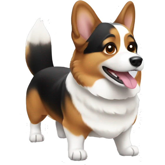 black white and brown corgi  emoji