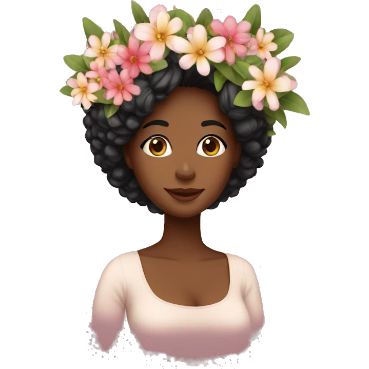 Mulher parda com flores  emoji
