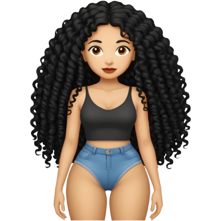 Uma mulher negra da pele clara com cabelo cacheados bem longo até a bunda  emoji
