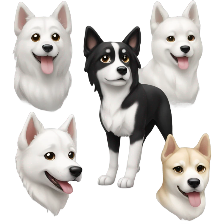 A dog a Shona inu black white  emoji