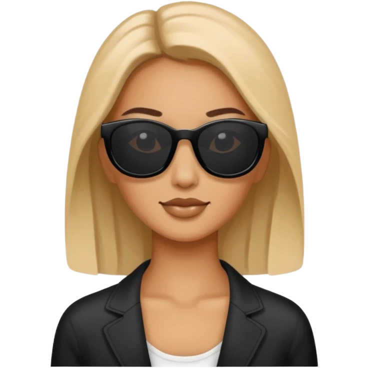 a woman wearing small black rectangular sunglasses emoji