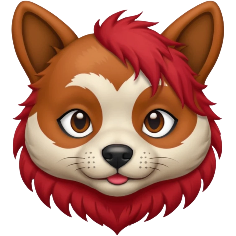 dog with tattoed face and red hair emoji