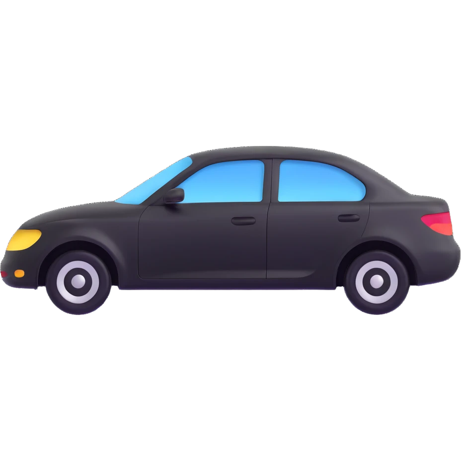 matte black minimalist car icon with fine silver lines for contrast, subtle rod or hook tool clearly touching a visible dent, simple and clean, focus on dent repair emoji