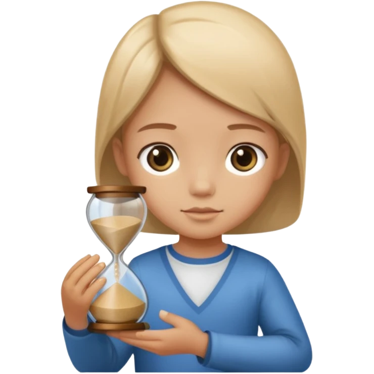 child holding hourglass emoji