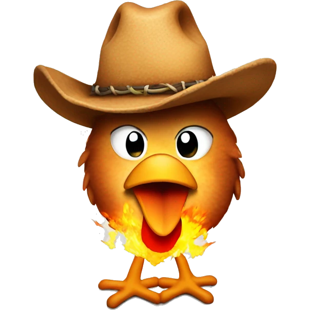 chicken on fire with a cowboy hat emoji