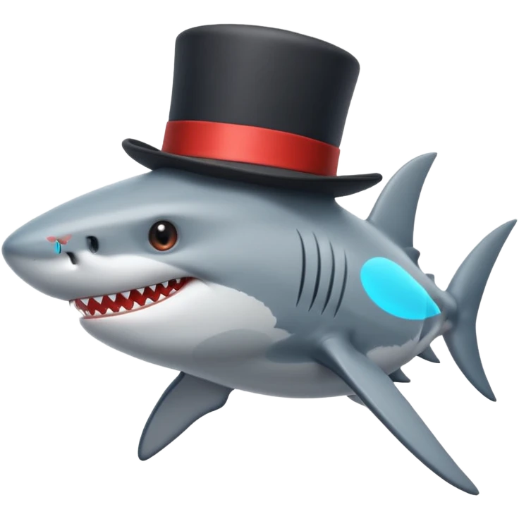Shark with a top hat emoji