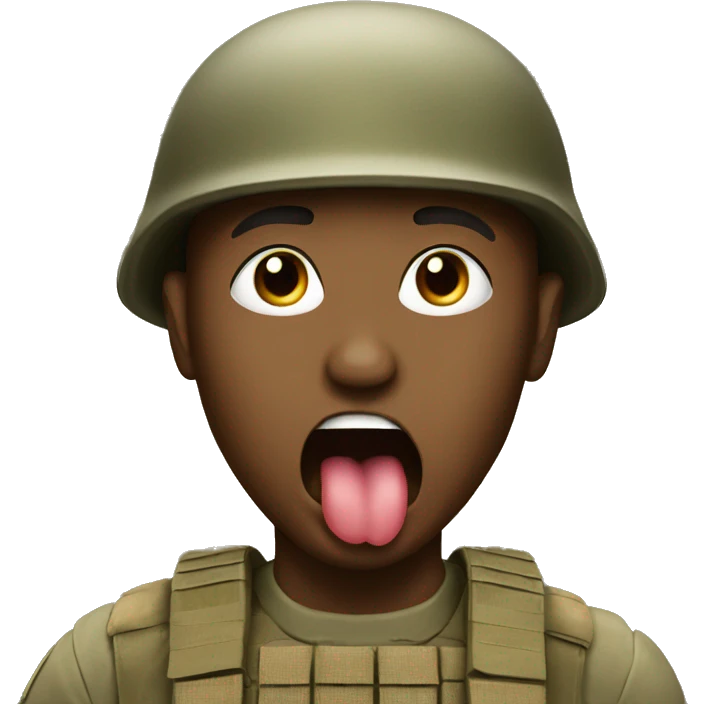 soldier shows his tongue emoji