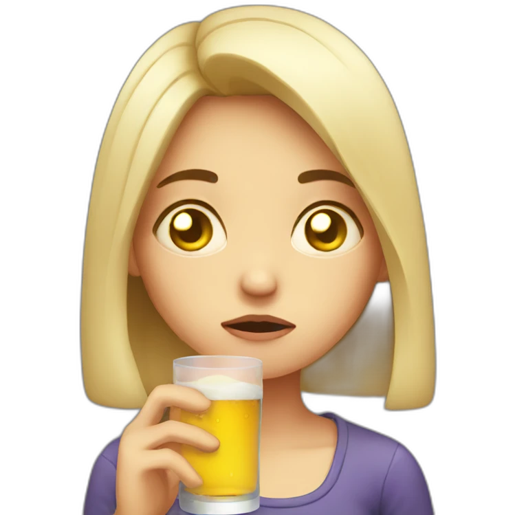 sad drinking girl emoji