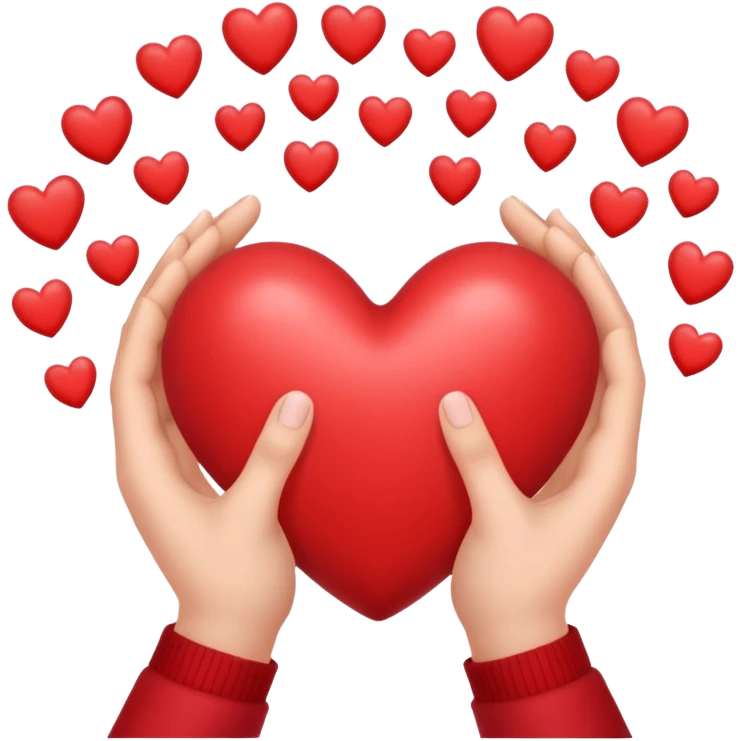 Hands making a heart with hearts coming out emoji