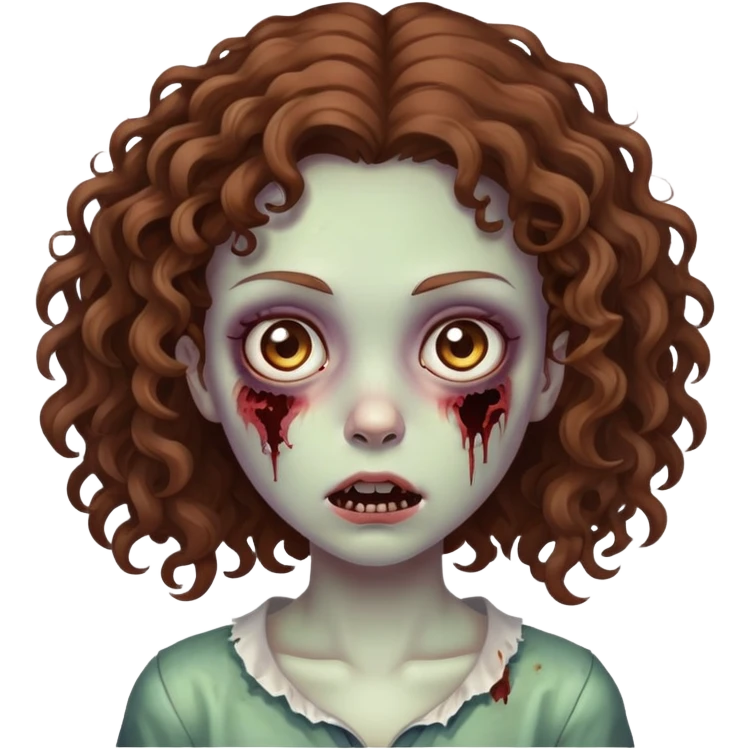 Girl zombie with brown curly hair
 emoji
