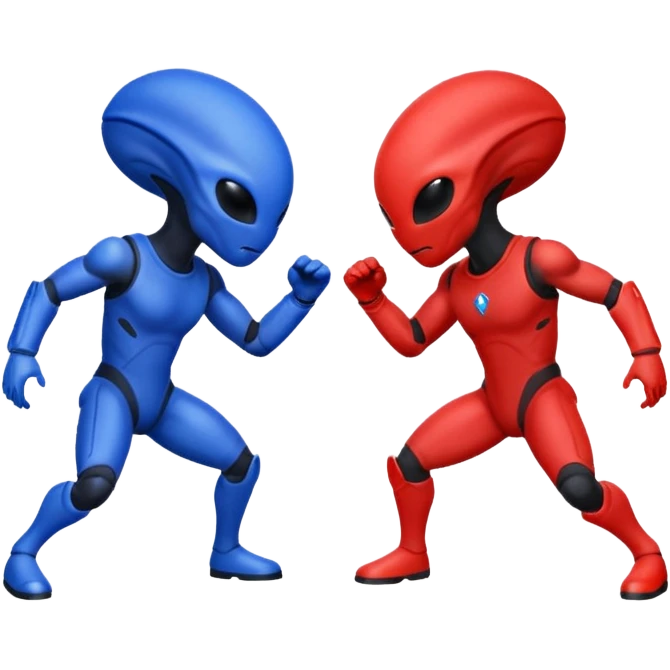 
two alien sparring, red uniform and blue unidorm
 emoji
