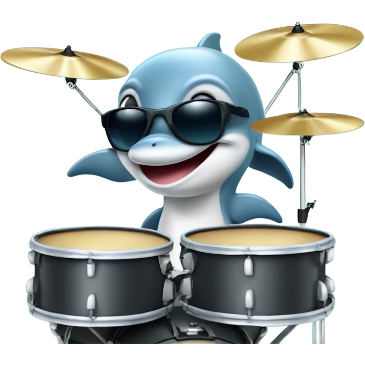 Dolphin with sunglasses playing the drum set emoji