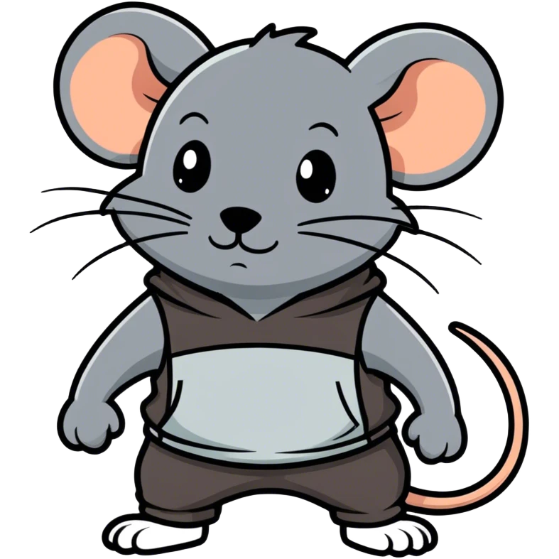 a large, completely black rat, all black, in pants, with a sweaty forehead emoji