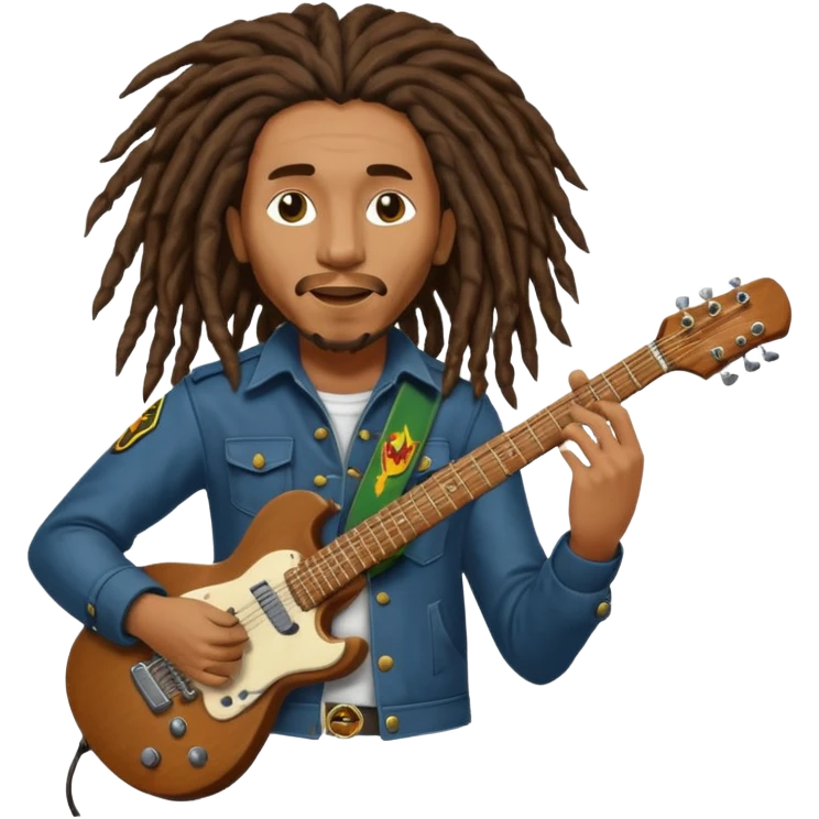  Bob Marley with dreadlocks play electric guitar heraldic crest emoji