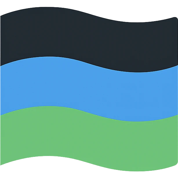 single flag with combination of black, blue, and green colors emoji