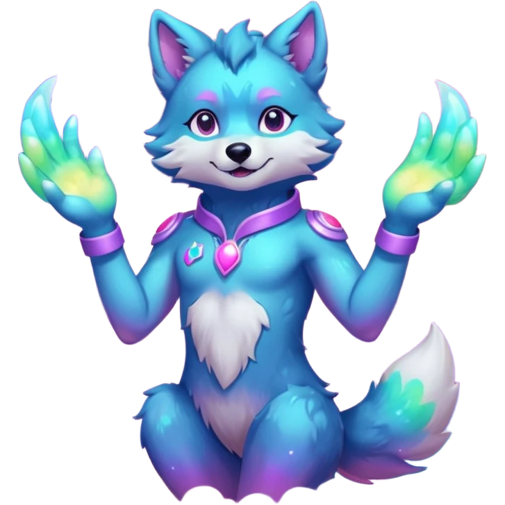 anthropomorphic anthro kawaii cute colorful shiny pastel nebula furry wolf-fursona furry  (2 legs, 2 arms) (full body) (shoulder bust) (half body) emoji