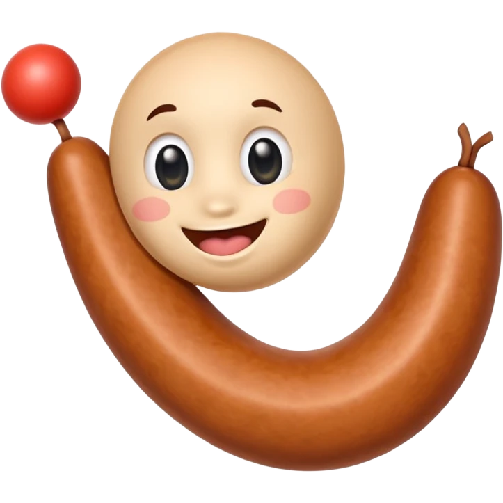 Sausage with cute little smile and ballsack emoji