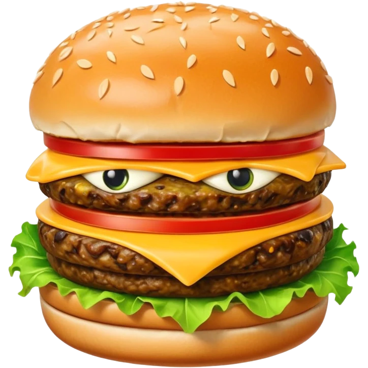 hamburger with eyes and mouth emoji