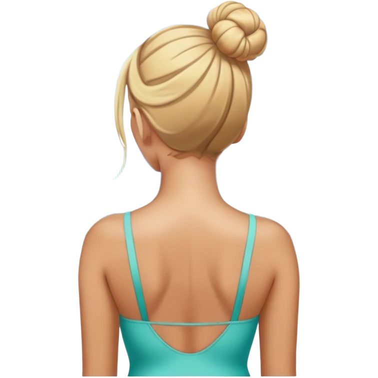 Woman in bathing suit looking at ocean with blonde hair in bum from back from shoulders up emoji