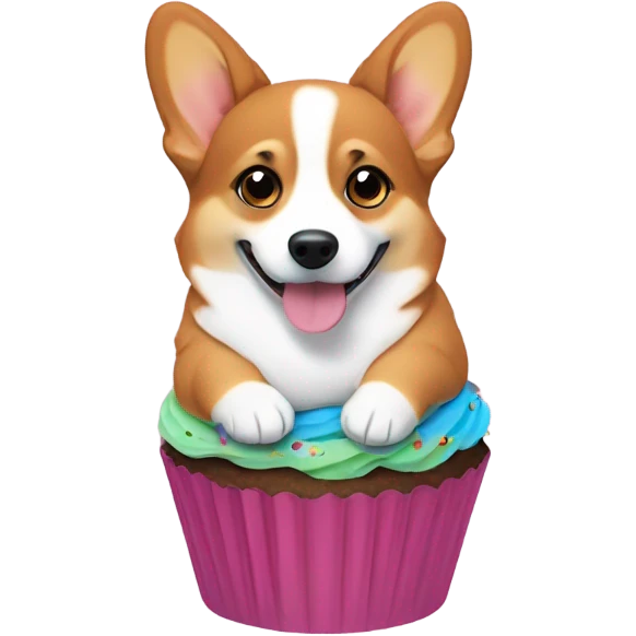 Corgi with a cupcake  emoji