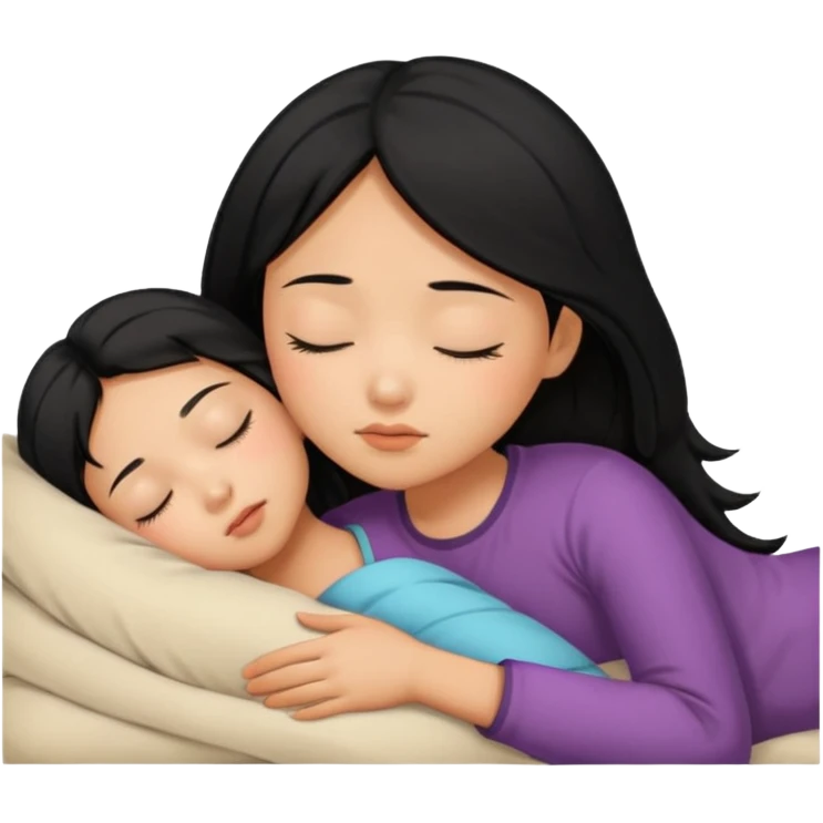 Black haired, tan Asian girl sleeping emoji