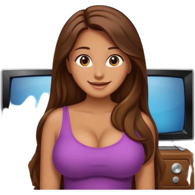 naked woman with large boobs and a hairy vagina on tv emoji