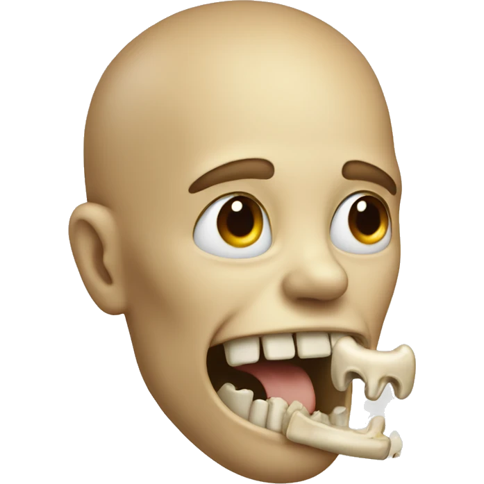 Emoji with bone in mouth emoji