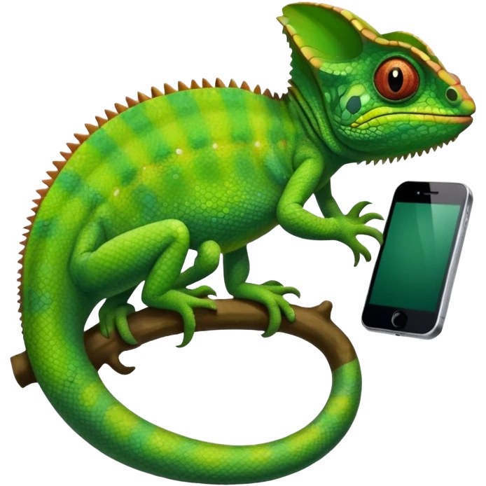 Chameleon using an iPhone emoji