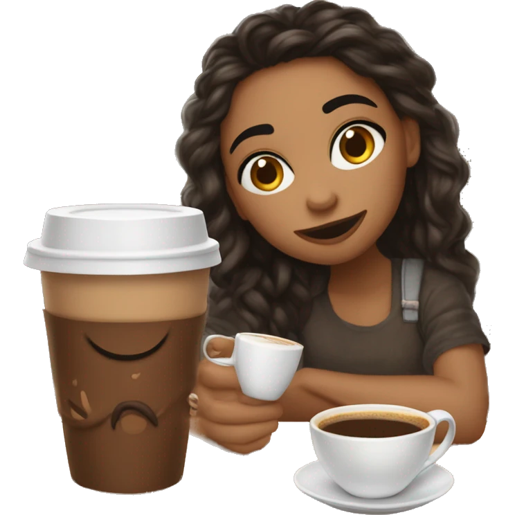 uma menina a beber um café quente aesthetic emoji
