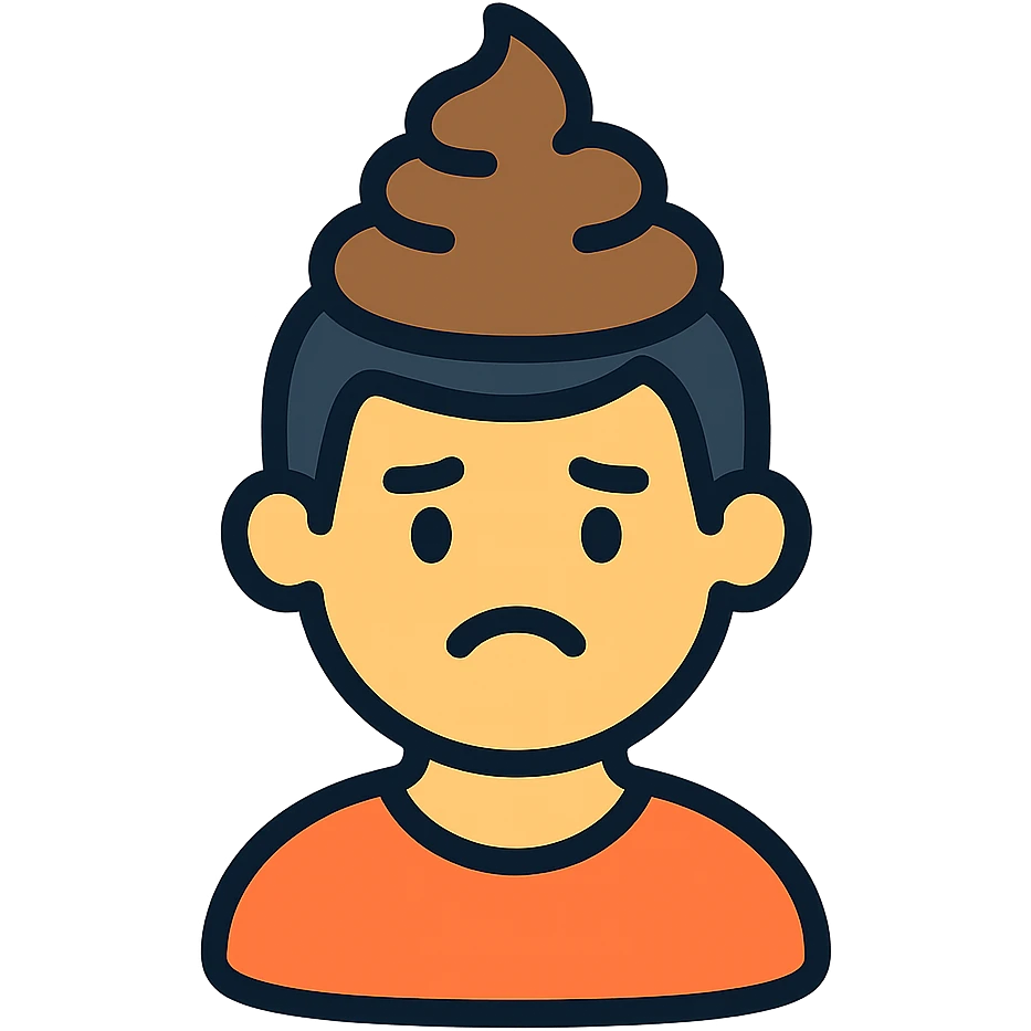 cartoon icon of a man with poop on his head emoji