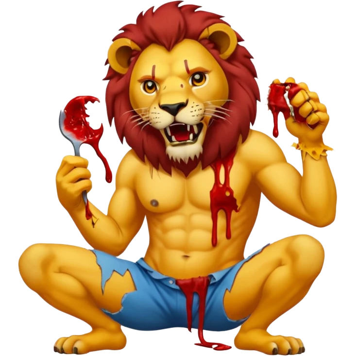 Lion eating a man emoji