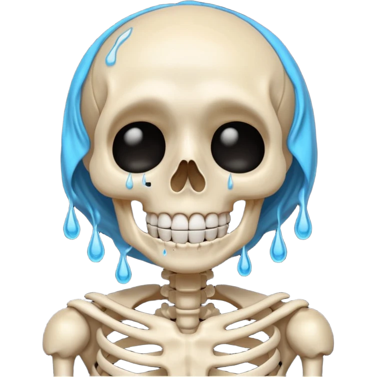 sobbing skeleton with tears and a smile emoji