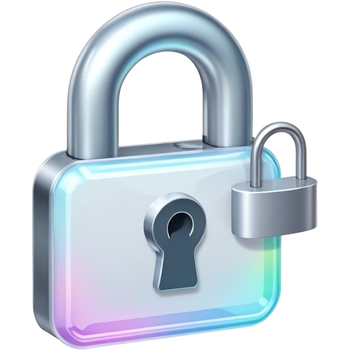 Holographic and glassmorphic white lock emoji