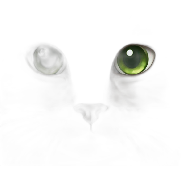 Brown amd white Siberian cat with white face and green eyes emoji