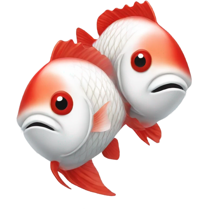 two red and white fish emoji