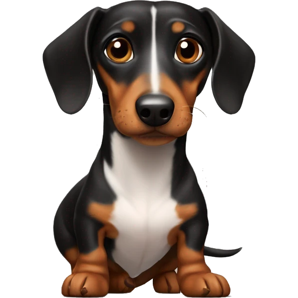 Weiner dog black with brown eyebrows and white chest  emoji