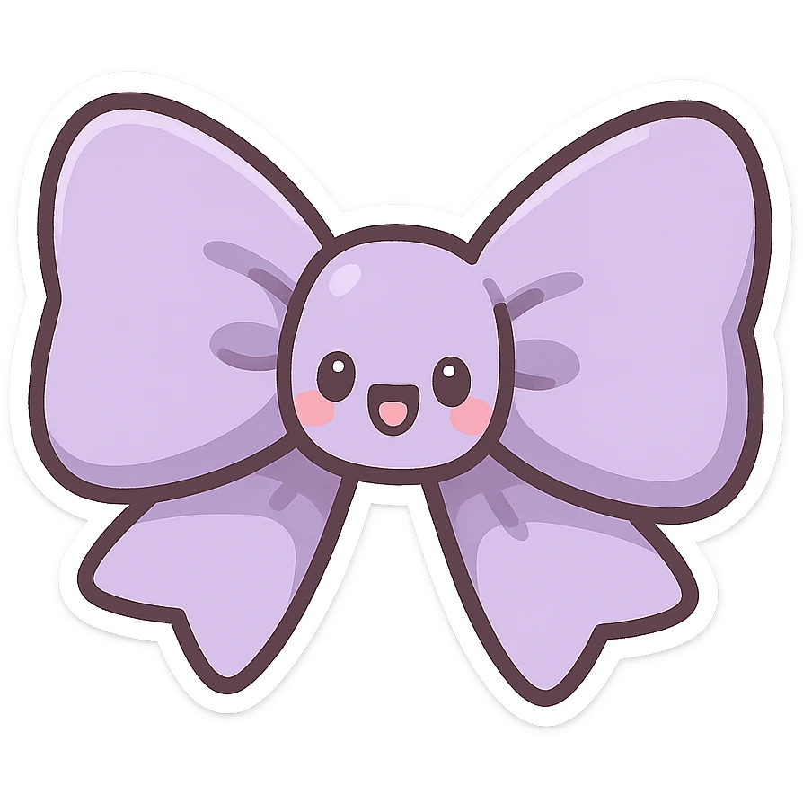 light purple bow, cartoon style, playful emoji