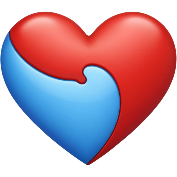 Half red half blue heart emoji