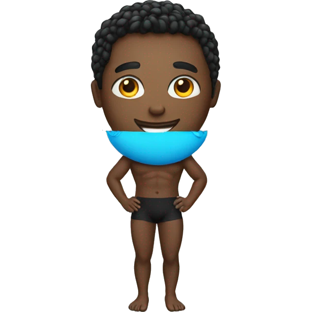 A male black MacBook wearing swimsuit emoji