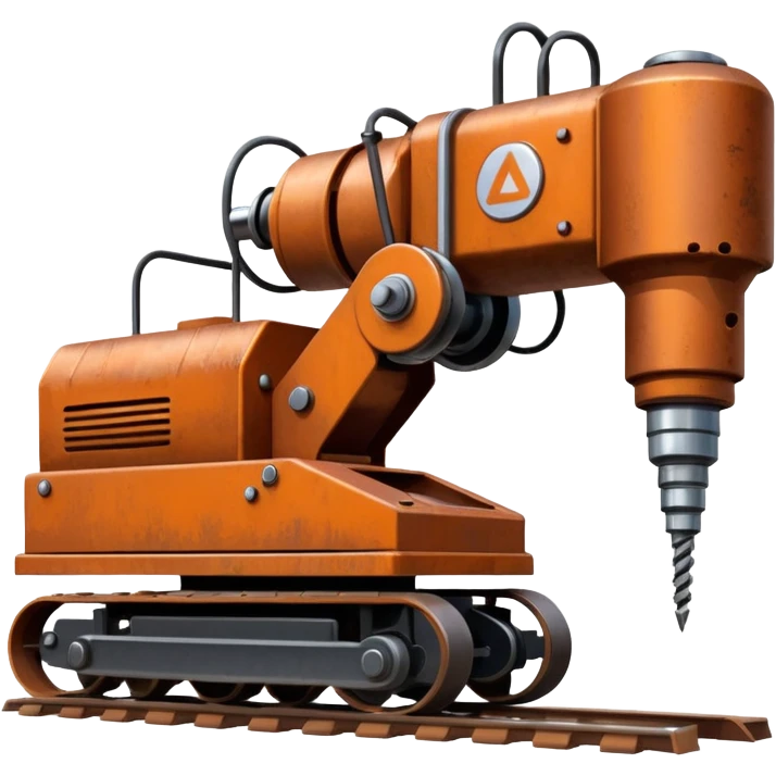 generate a rust-clear drill machine on tracks  emoji