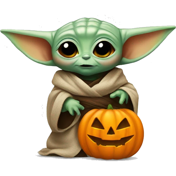 baby yoda and Halloween pumpkin emoji