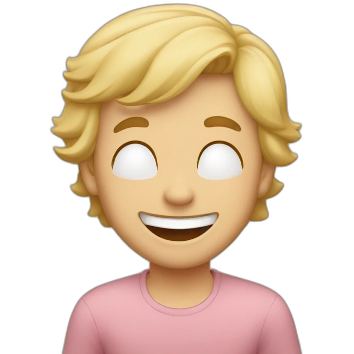 blond brown-eyed man laughing, with four little kids emoji