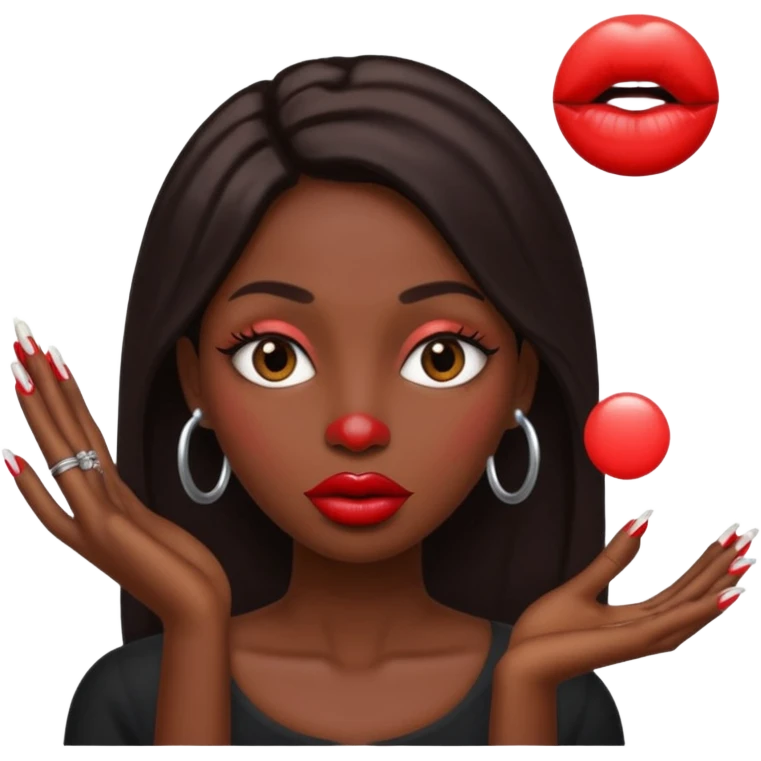 Big lips long nails bestie circle head emoji