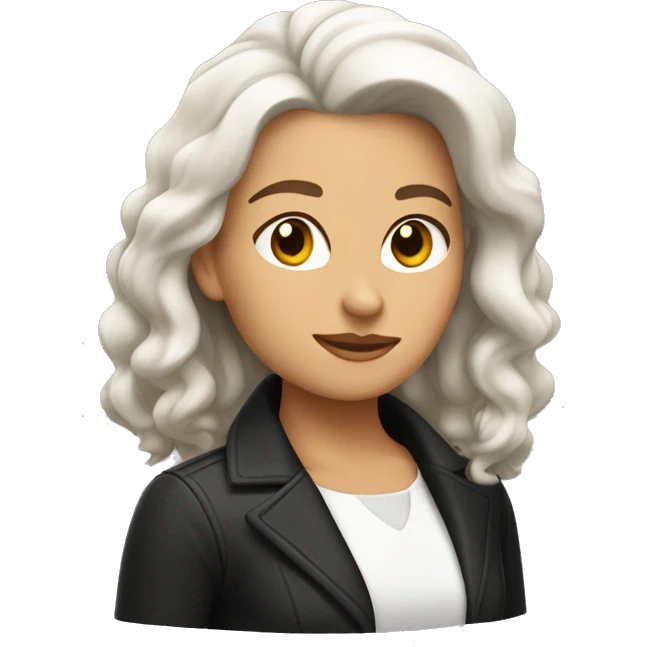 gato blanco con negro mujer pelo castaño  emoji