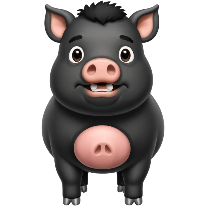 hairy black pig with white belly emoji